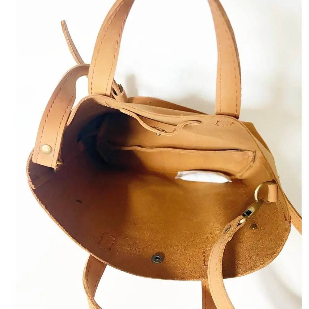 Portland Leather Goods Mini Crossbody Peach BNNU Tan Brown